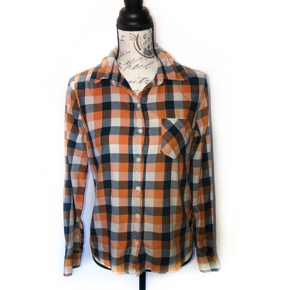 I LOVE H8I  SMALL ORANGE / NAVY BLUE LONG SLEEVE S - Picture 1 of 8